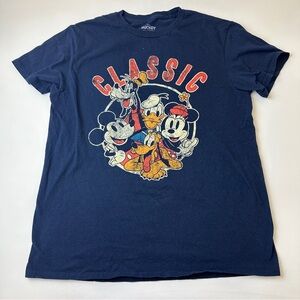 Disney Mickey And Friends Shirt Mens Large Blue Classic Cartoon Tee Goofy Donald